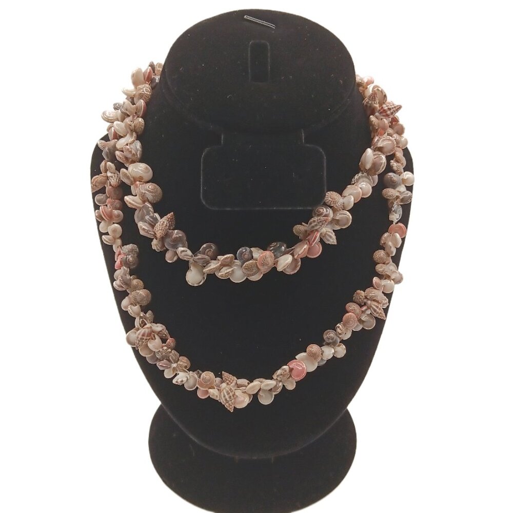Spiral Snail Conch Seashell Necklace 37” Hawaii Beach Boho Coastal Surfer Summer